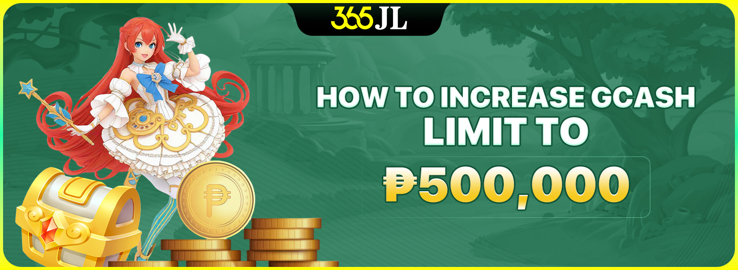 An informational banner about increasing GCash transaction limits up to ₱500,000.